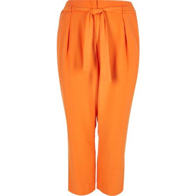 RI Plus orange soft tie tapered trousers